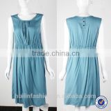oem wholesale latest design blue causal fashion midi dress for women