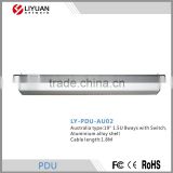 LY-PDU-AU02 Austrial type1.5U 8 ways Aluminium alloy shell PDU with switch