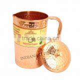 Pure Copper Hammered Pitcher Jug 1000 ML - Storage Water Home Restaurant Hotel Tableware Serveware thumbnail-2