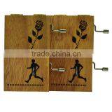 Square Shape and Hand Cranked Play Power Wholesale Music Box Wood thumbnail-3