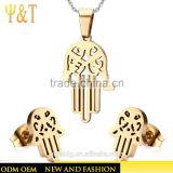 Jingli jewelry factory direct evil eyes shaped dubai gold plated jewelry sets fashion stainless steel hames hand jewelry