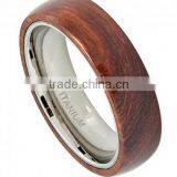 Titanium 6MM Wedding Band Mens Womens Unisex Domed Titanium Ring With Hawaiian Koa Wood Inlay thumbnail-1