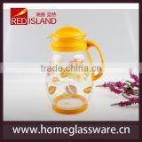 Decal Glass Water Pot With Plastic Handle&lip thumbnail-1