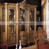Antique European Style Solid Wood Three Doors Dining Room Wine Cabinet thumbnail-1
