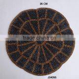 Uneven Circle Brown Black Glass Bead Place Mats With Patterns Available in More Colours and Patterns