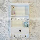 Shabby Chic Style White Wooden Wall Display Cabinet Shelf Unit Shaker Storage Wall Shelf With Hook Wall Mount Rack thumbnail-2