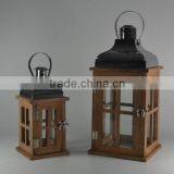 Burlywood Shabby Chic Wooden Garden Lantern With Metal Lid thumbnail-1