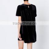 New Short Sleeve Floral Velvet Mini Dress Frock Design With Hand Embroidery Designs For Dress 2016 HSD5828 thumbnail-3