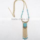 Alloy Gold Color Bead Sweater Necklace for Lady thumbnail-4