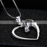 Horse Necklace Women Jewellery Mother Child Love Heart Pendant Necklace for Birthday Gifts thumbnail-2