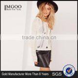 China Women Long Sleeve Sweater Ladder Shoulder Distressed Cropped Jumper White Knitwear Pullover thumbnail-1