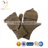 Custom Brown Fingerless Cashmere Mittens Gloves thumbnail-5