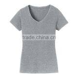 Fancy Design Plain Color Wholesale Blank Fitted V-neck Lady T-shirt thumbnail-3