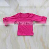 LY-087 Wholesale Persnickety Baby Girl Blank Shirt Lantern Sleeve Toddler Plain t Shirt Baby Clothing thumbnail-3