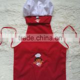 cheap 100% cotton twill cartoon printed chef and apron set for kids