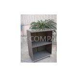 Outdoor Dark Brown Resin Wicker Bar Set Table With Steel Frame