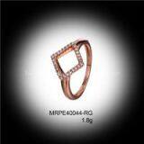 Rose Gold Plating Clear Zirconia Micro Pave Sterling Silver Rings thumbnail-1