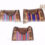 Handmade Embossed Leather Handbag With Aguayo Blanket thumbnail-4