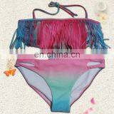 2014 latest Gradient tassels bandeau shiny sexy beachwear/bikini