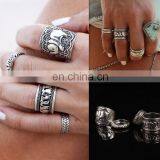 Set Of 4 Alloy Of Texture Elephant Olive Branch Rings thumbnail-1