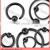 Different size titanium black ball closure ring curved barbell ear piecings ring body piercing jewelry