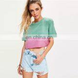 Summer Short Sleeve Distressed Tie-dye Cropped Women t Shirt thumbnail-2