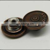 Shank Zinc Alloy Button, 20mm Antique Copper Engraved Logo Metal Button for Jeans