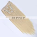 high quaity blond silky straight fast shipping clip in hair extensions