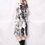 TWOTWINSTYLE Elegant Pleated Summer Dress Women V Neck Flare Long Sleeve High Waist Midi thumbnail-6