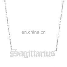 Vintage Gold Silver Stainless Steel 12 Zodiac Sign English Letter Necklace For Women Birthday Jewelry Gift thumbnail-5