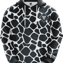 Customized Sublimation Hoodie of Black and White Colors With White Strings thumbnail-1