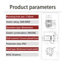 Ip65 30mm Red Mushroom Head Metal 20a 1no 1nc Waterproof on off Switch Switches Momentary thumbnail-2