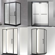 Stock In USA New Product Tempered Glass Frameless Stainless Steel Handle Sliding Shower Door