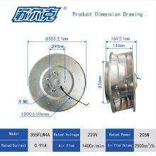 High Efficiency 355mm Sheet Aluminium Impeller Backward Curved Centrifugal Fan thumbnail-4