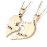 Matching Mother Daughter Necklaces, Simple Engraved Half Heart Pendants (2pcs) Mom Daughter Jewelry Sets