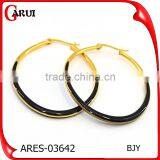 Sexy Ladies Earring Designs Pictures Silver Black Colored Hoop Earrings thumbnail-4