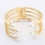 Wholesales Bracelet Opening Wide Wire Pearls Cuff Bangle Bracelet Exaggerate Pearl Jewelry thumbnail-2