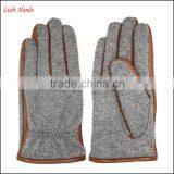 Men's Fashion Woolen and Leather Stitch Touch Screen Gloves thumbnail-1