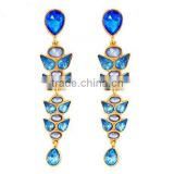 Vintage Drop Earring Statement Trendy Jewelry Elegant Shiny Stone Blue Plant Earrings Factory Fashion Austria Crystal Wholesale