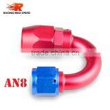 Aluminum Oil Cooler Fitting 180 Degree Resuable Hose End Fuel Line Hose End Fitting Adaptor Blue and Red 40-180-08