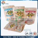 Gold Blocking Brown Kraft Stand Up Paper Bag With Window And Zipper thumbnail-1