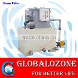 Aquaculture rotary drum filter for fish farming tanks