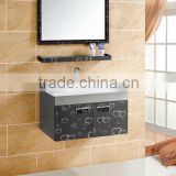 High gloss waterproof black wall mounted stainless steel bathroom cabinet (WMD-587)