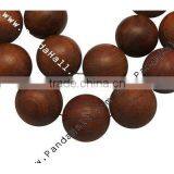 Natural Wood Beads, Round, Chocolate, Size: about 30mm in diameter, hole: 1.5mm, 14 pcs/strand, 16"/strand(WOOD-HL-MT0083)