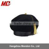 6 Sided Black Velvet Doctoral Tam With Golen Bullion Two Button Tassel thumbnail-1