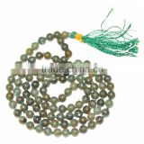 Labradorite Notted Jap Mala : Wholesale Jap Mala : Handmade Agate Cotton Knotted 108 Beads Mala