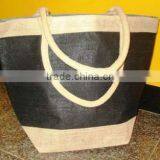 Black Reusable Upmarket Jute Shopper Bag thumbnail-1