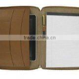 Zippered Portfolio /zipper Leather Cover for Ipad