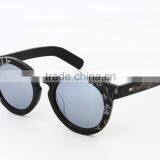 Black Custom Round Mirror Sunglasses thumbnail-3