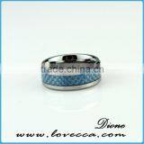 Blue Carbon Fiber Custom Cheap Wholesale Men Stainless Steel Ring thumbnail-1